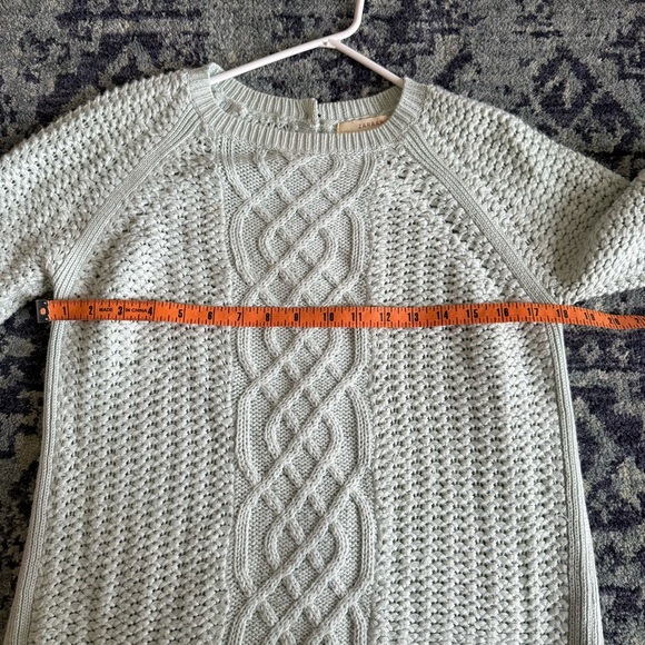 Light Blue Chunky Knit ZaraKnit Size Medium Reversible Button Up Sweater Heavy - Picture 7 of 9